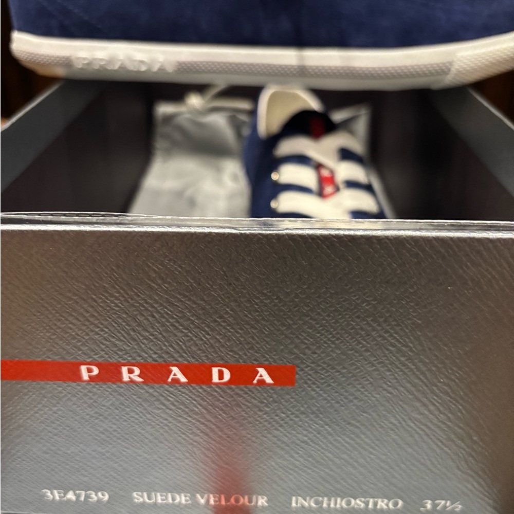 Prada Navy and White Women's Sneakers - Picture 4 of 4